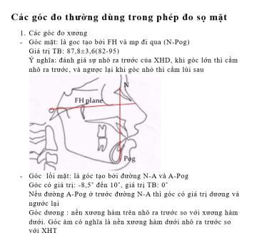 Các góc đo thường dùng trong phép đo sọ mặt